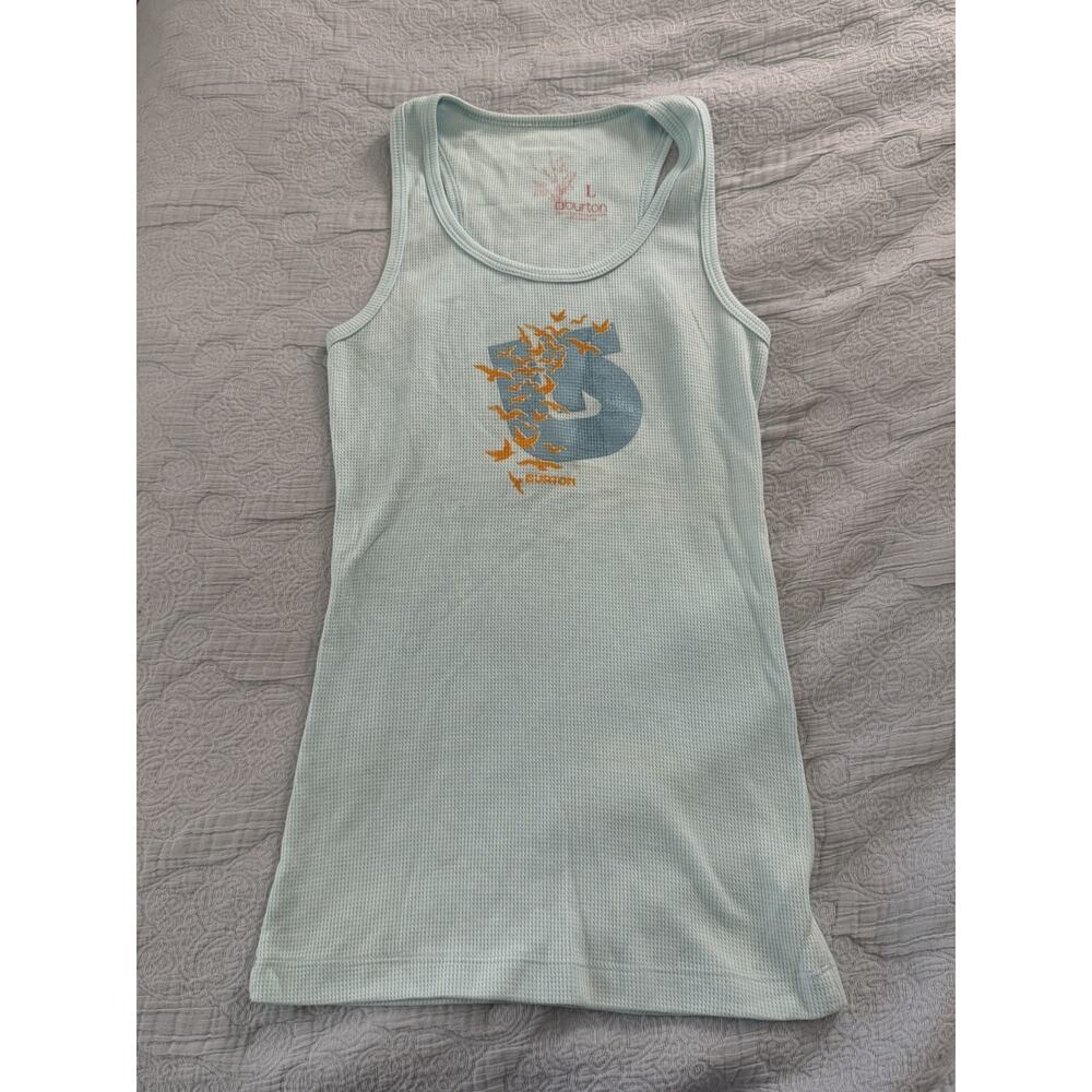 Burton Snowboards Vintage Y2K Logo Tank Powder Blue Skater‎ Grunge Sz Large VTG